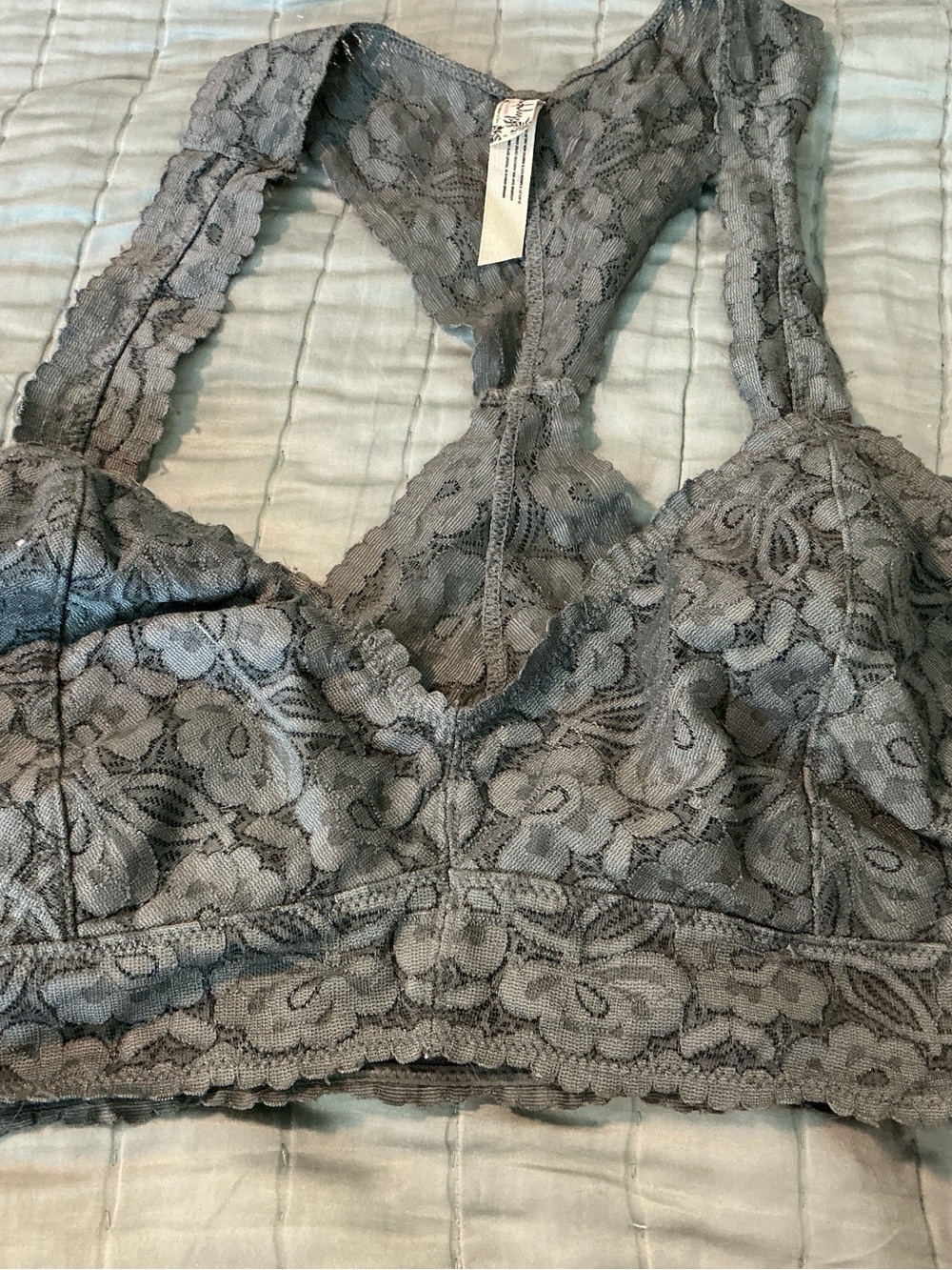 Free People Gray Lace Racerback Bralette